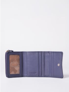Small Leather Flapover Purse in Purple