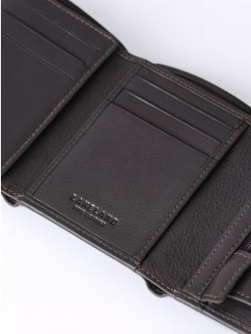 Stitch Leather Tri-Fold Wallet in Brown