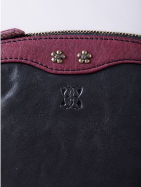 Hartsop Zip Leather Cross Body Bag in Black and Burgundy