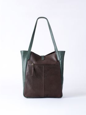 Hartsop Leather Tote Bag in Brown and Green