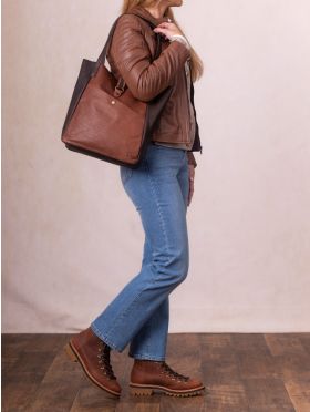 Hartsop Leather Tote Bag in Tan & Brown