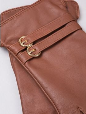 Twin Buckle II Leather Gloves in Tan