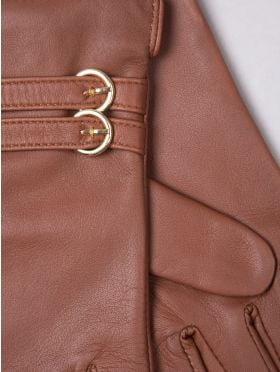 Twin Buckle II Leather Gloves in Tan