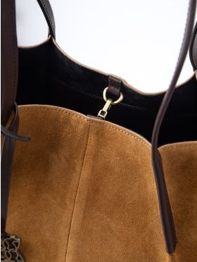 Mirehouse Suede Tote Bag in Cognac
