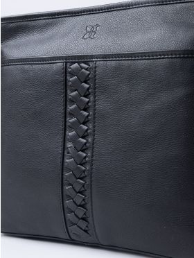 Farlam Leather Cross Body Bag in Black