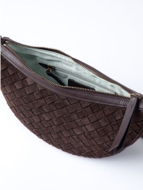 Mirehouse Suede Sling Bag in Chocolate Brown