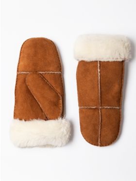 Ladies' Sheepskin Seam Mittens in Tan