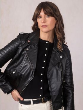Esthwaite II Leather Biker Jacket in Black