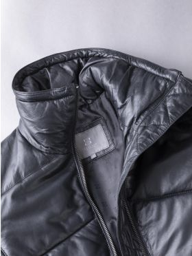 Parton Leather Padded Jacket in Black