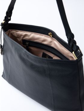 Howgill Leather Hobo Bag in Black