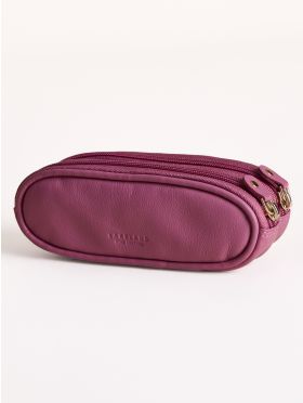 Leather Double Glasses Case in Mauve Soft Pink