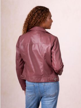 Thornhill Leather Biker Jacket in Plum