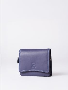 Small Leather Flapover Purse in Purple