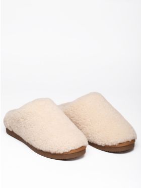 Sheepskin Wool Clog Slippers in Cream