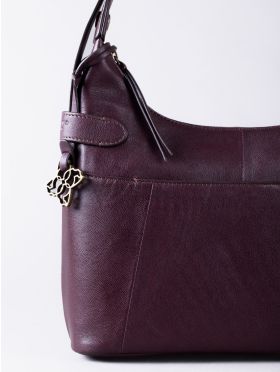 Newby Leather Hobo Shoulder Bag in Burgundy