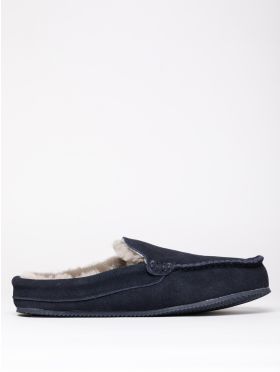 Sheepskin Moccasin Slider Slippers in Navy