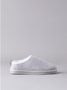 Ladies' Sheepskin Clog Slippers in Light Grey
