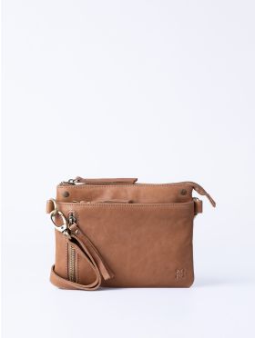 Harstone Mini Leather Cross Body Bag in Taupe