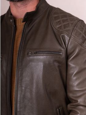 Stonecroft Leather Jacket in Olive