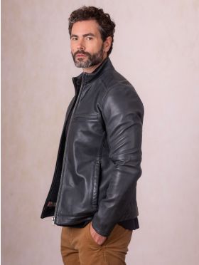 Penton Leather Jacket in Graphite Blue
