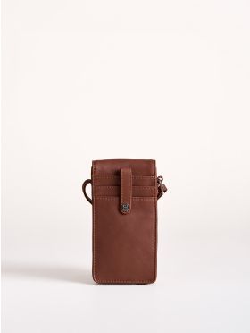 Bowness Leather Cross Body Phone Pouch in Cognac