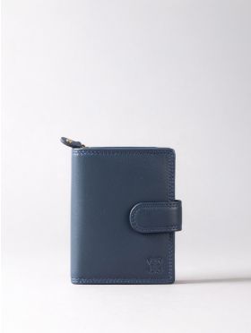 Small Leather Tab Purse in Navy