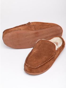 Sheepskin Moccasin Slider Slippers in Tan