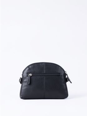 Elterwater Curved Leather Cross Body Bag in Black