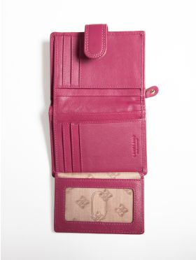 Small Leather Tab Purse in Cranberry Pink