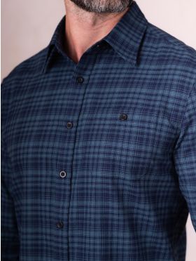 Keswick Cotton Checked Shirt in Blue