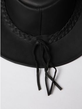 Outback III Australian Style Leather Hat in Black