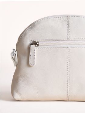 Elterwater Curved Leather Cross Body Bag in White