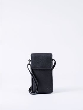 Bowness Leather Cross Body Phone Pouch in Black