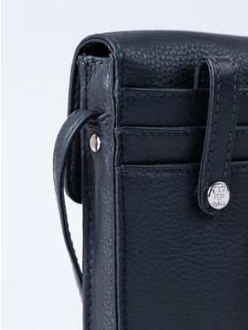 Bowness Leather Cross Body Phone Pouch in Navy