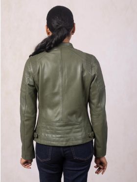 Buttermere Leather Racer Jacket in Green