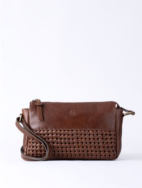 Waverton Woven Leather Cross Body Bag in Brown