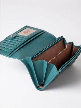 Large Leather Purse in Teal
