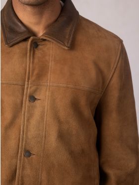 Crummock Collared Suede Jacket in Camel