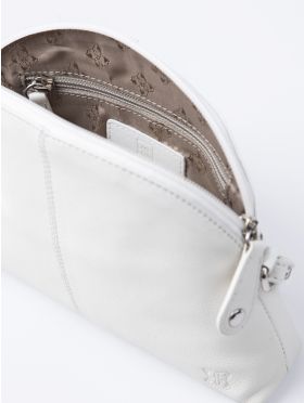 Elterwater Curved Leather Cross Body Bag in White