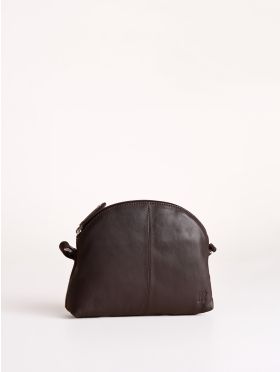 Elterwater Curved Leather Cross Body Bag in Brown