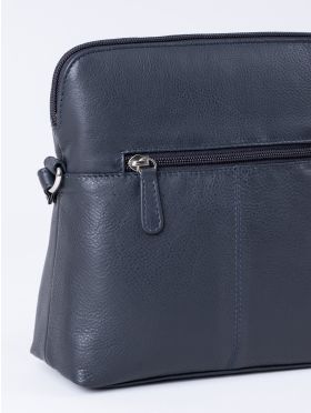Raven Leather Cross Body Bag in Navy