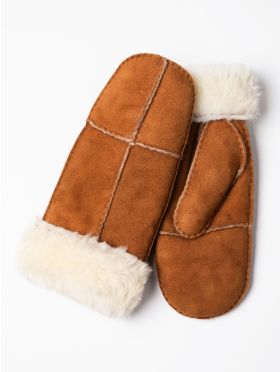 Ladies' Sheepskin Seam Mittens in Tan