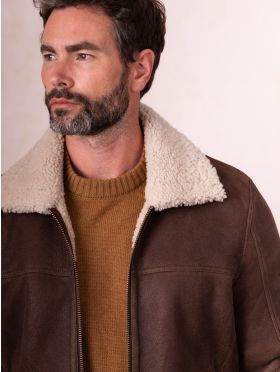 Harrier Sheepskin Flying Jacket in Chocolate Brown