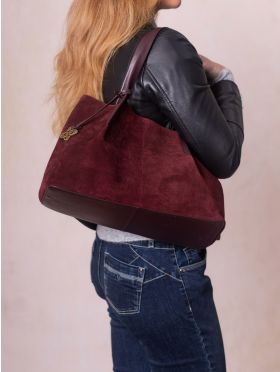 Mirehouse Suede Tote Bag in Berry