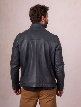 Penton Leather Jacket in Graphite Blue