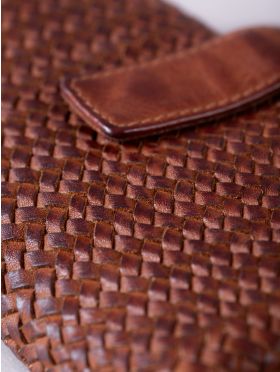 Wreay Large Leather Tab Purse in Cognac