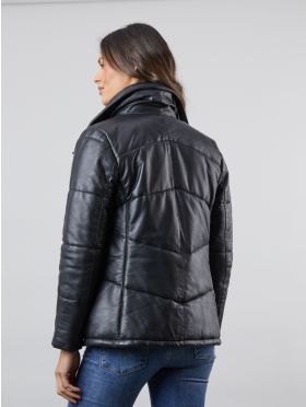 Parton Leather Padded Jacket in Black