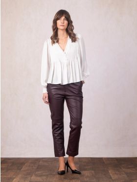 Leather Trousers in Berry