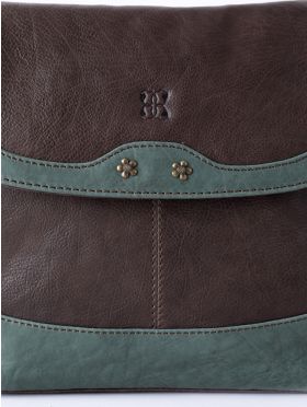 Hartsop Flapover Leather Cross Body Bag in Brown and Green
