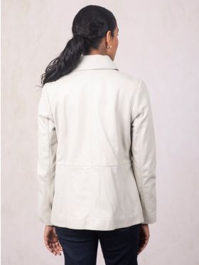 Mawbray Collared Leather Jacket in Parchment
